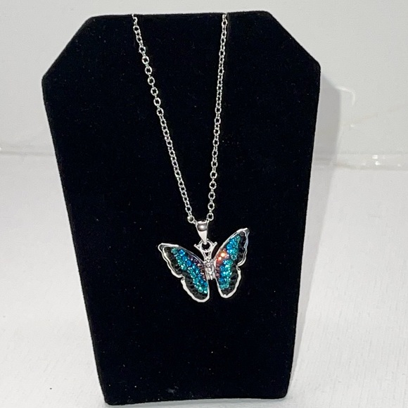 Crystal Butterfly Pendant Necklace - Picture 2 of 11